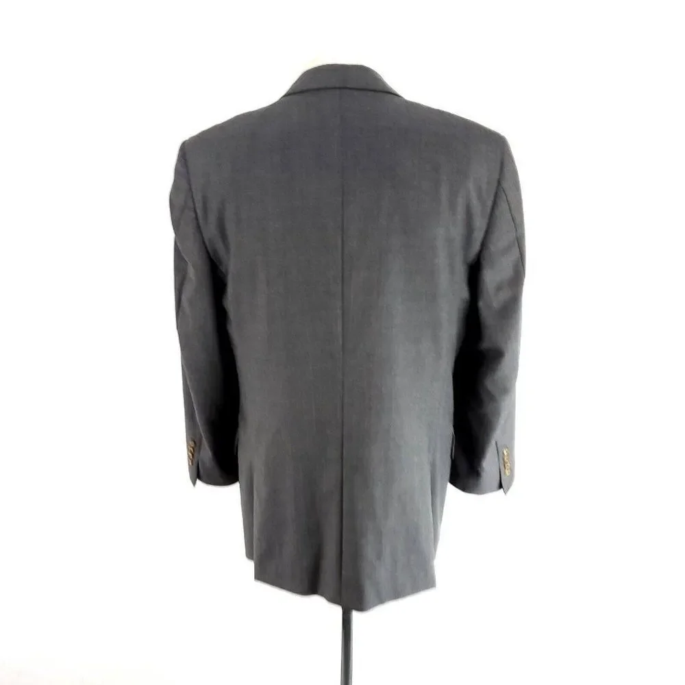 Joseph Abboud Super 110s Wool Silk 2‎ Button Suit Jacket 38R Gray Windowpane